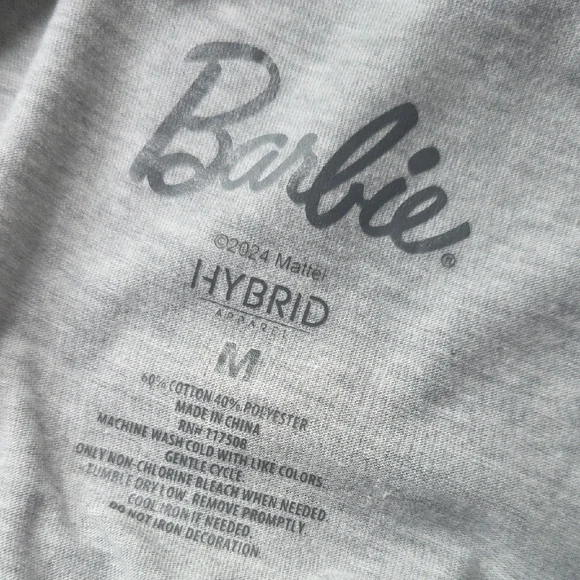 🆕️ Barbie Gray and Pink Short Sleeve Tee NWOT - Picture 3 of 3